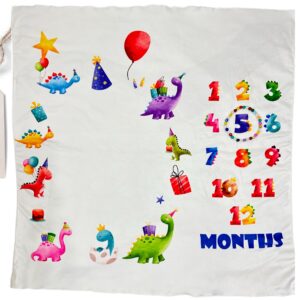 بطانية توثيق نمو الطفل baby milestone growth blanket على شكل ديناصورات